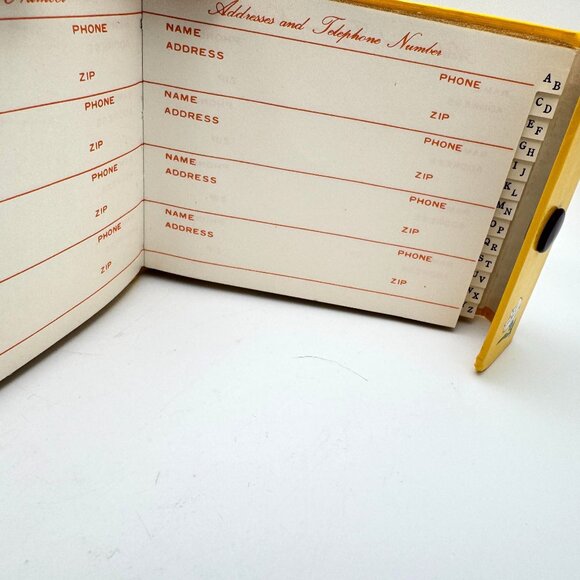 1971 Emson Vtg Yellow Address Book Snap Closure Carnation Floral Design Box Gift - Picture 4 of 12